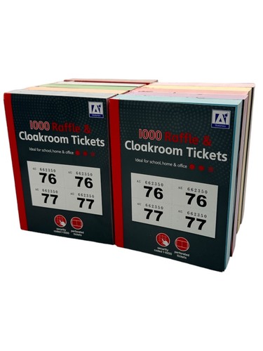 10 Books of 1-1000 Cloakroom Raffle Tombola Draw Tickets Numbered Mixed colours - Picture 2 of 6