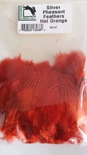 HARELINE     SILVER PHEASANT "  body feathers strung "   HOT ORANGE    Fly Tying