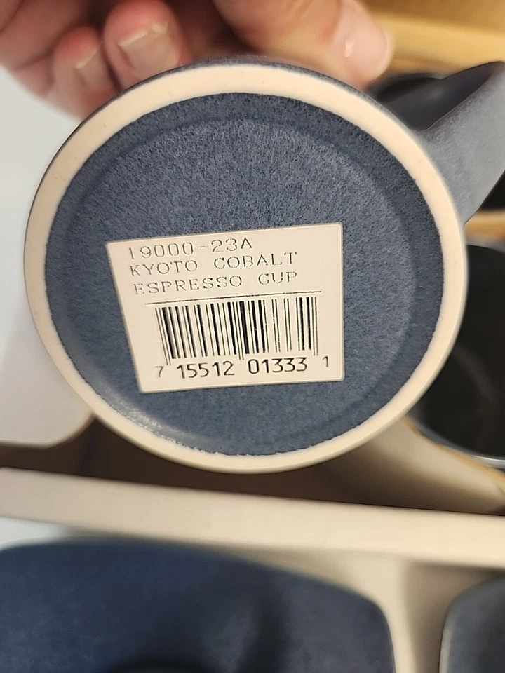 Espresso Sasaki Kyoto azul cobalto 6 tazas y 2 platillos 8 piezas Japón #19000 NUEVO Foto 4 de 4