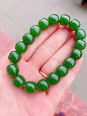 100%True Jade Bracelet Green Jasper Jade Bracelets+certificate+Box