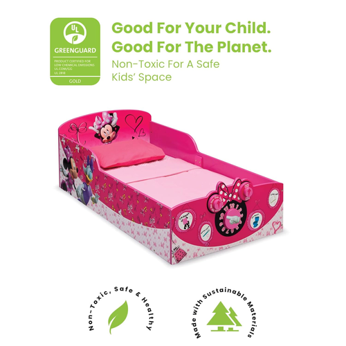 Kids Bed Wood Toddler Bed Disney Minnie Mouse Footboard Pink for Little Girls - Picture 3 of 7