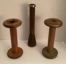 3 Vintage Wooden Spindles Spools