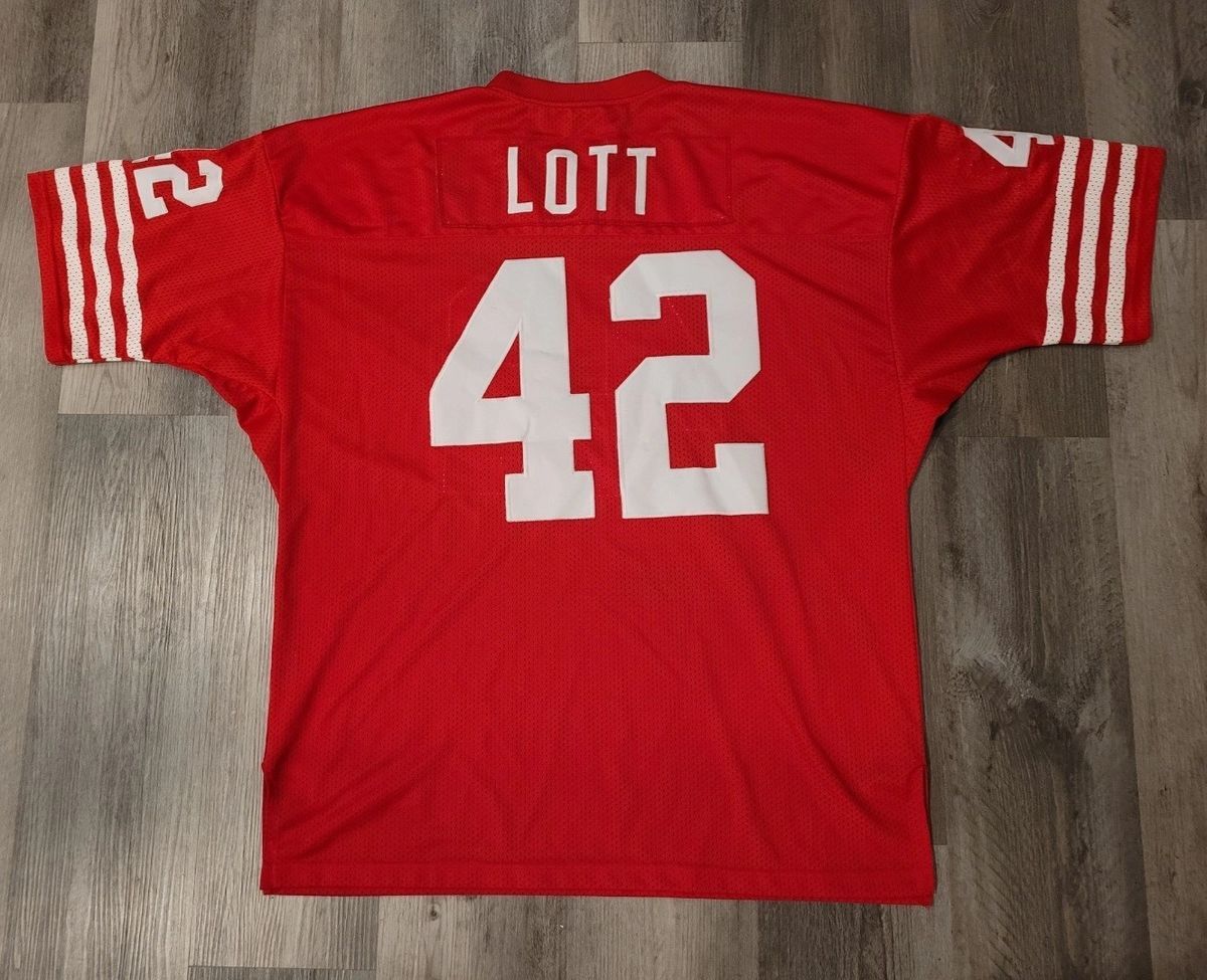 Red 49ers Authentic Mitchell & Ness #42 RONNIE LOTT jersey size 54 Red 49ers Authentic Mitchell & Ness #42 RONNIE LOTT jersey size 54