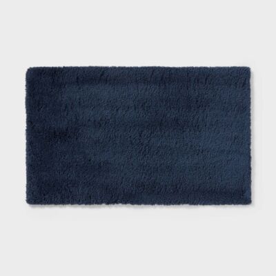 Threshold Tufted 40x24'' Rectangle Bath Rug High Pile Spa Plush, Navy