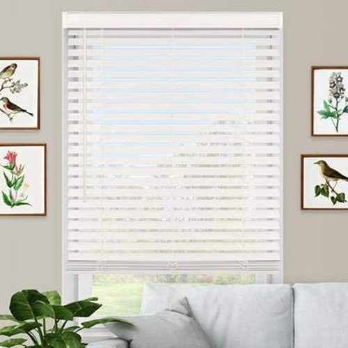 Premium White 2" Inch Cordless Faux Wood Blind 27" W X 64 L (Actual Size 26 1/2
