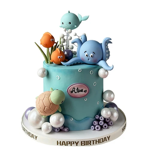 7x Ocean Cake Topper Decoration Under the Sea Ornament Octopus Whale Turtle Fish - Bild 8 von 11