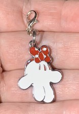 Silver Minnie Mouse's White Glove Charm Zipper Pull Keychain Add On Clip