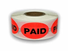 5 RLS/5,000 PCS - Oval Paid Stickers (.875"x1.5") Retail Sale Adhesive Labels