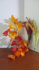 Lot of 5 AUTUMN / FALL LEAVES STEMS / BUSHES