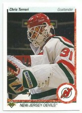 CHRIS TERRERI 1990-91 UPPER DECK ROOKIE CARD NM-MT+/NM-MT CONDITION 