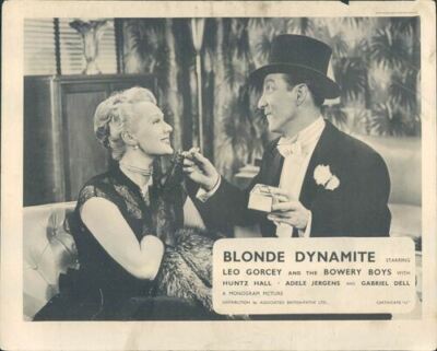 Blonde Dynamite original lobby card Leo Gorcey Adele Jergens cigarette  scene