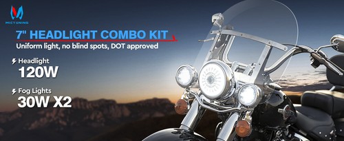 MICTUNING J1 Anti-glare 7" Inch Motorcycle Headlight Lamp w/4.5" Fog Lights Kits - Picture 18 of 18