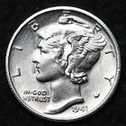 1941-S Mercury Silver Dime AU FREE SHIPPING