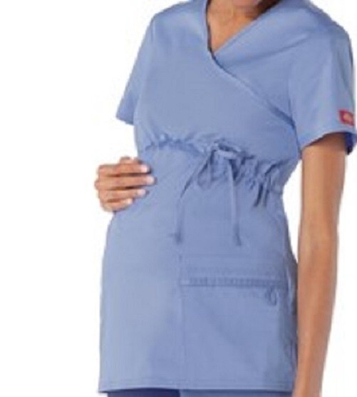 SCRUBS DICKIES GEN FLEX 85900 MATERNITY MOCK WRAP TOP 85900 CIEL SIZE S eBay
