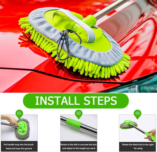 47.5" Car Wash Brush Mop Cleaning Tool with Long Handle Kit for Washing Detai... - Picture 2 of 7