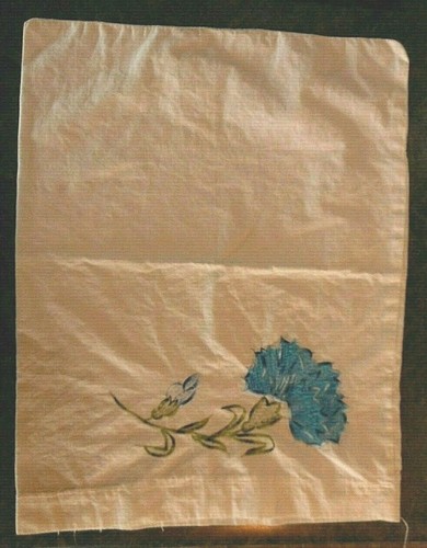 1 piccola federa vintage ricamata trapuntata tessuto artistico fiori blu bellissima! - Foto 3 di 12