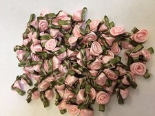 Satin Small Ribbon Roses Buds Embellishments  28 Colours Various Quantities