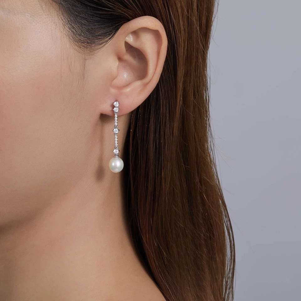 *BRAND NEW* Sterling Silver Cultured Freshwater Platinum Bonded Pearl Earrings - Image 2 of 2