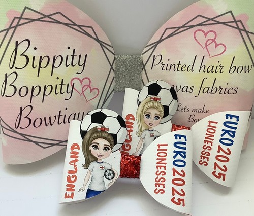 3D ENGLAND EURO GIRLS 4" PRINTED CANVAS FABRIC BOW LOOPS MAKE YOUR OWN HAIR BOWS