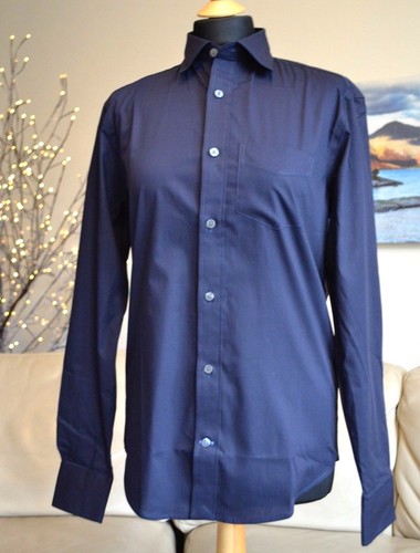 GAP Mens Tailored Shirt Dark Navy blue Cotton Fitted LS Sz. XS - 38-40" Chest - Picture 2 of 10