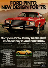 Vintage Print Ad 1979 Ford Pinto Runabout Red Yellow New Design