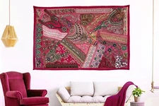 Wall Décor Tapestry Vintage Embroidered Ethnic Beaded Hand work Wall Hanging