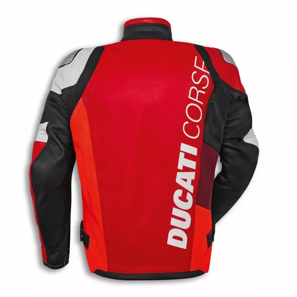 Ducati Corse C6 White and Red Men Motorbike Racing Leather