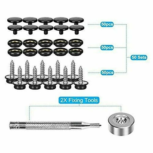 150Pcs Snap Fastener Stainless Steel Cap Canvas Screw Press Stud Kit Boat Cover - Picture 23 of 28