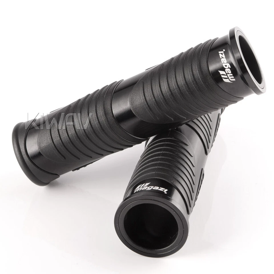 Empuñaduras de manillar Wave negras TPR + moldura de metal negro 22 mm x1 + 25 mm x1 scooter Foto 3 de 4