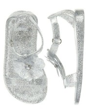 Gymboree nwt Girls Silver Glitter flower Jelly Sandals shoes size 5 6