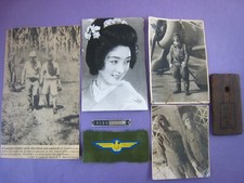 WWII ORIGINAL PHOTO JAPANESE PILOT,SOLDIERS,GEISHA,TAGS,INSIGNIA,LOT
