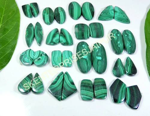 NATURAL GREEN MALACHITE MATCHED PAIR,EARRING MAKING MALACHITE PAIR WHOLESALE LOT