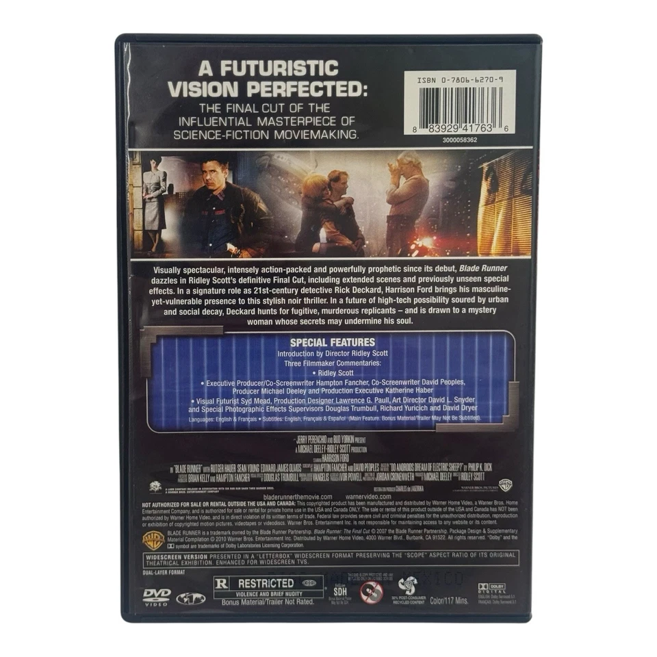 Blade Runner: The Final Cut (DVD, 2010 Warner Bros) Harrison Ford - Image 2 of 4
