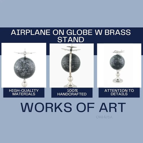 Flugzeug auf Globe mit Messingständer | Handgefertigte Kunststoffkugel mit Aluminiumflugzeug - Bild 8 von 8