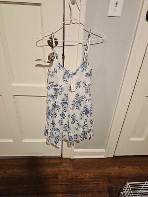 Francesca s Collections Miami Floral Blue And White Strap Dress In Small NWT