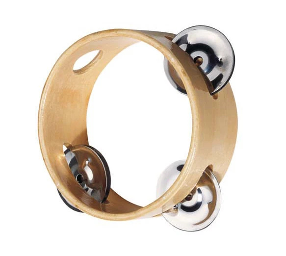 TAMBURIN Tambourine Tambourin Schellenkranz Instrument Schellen aus Holz NEU