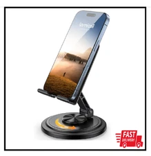 Lamicall Adjustable Phone Stand for Desk - 360 Rotating Foldable Cell Black