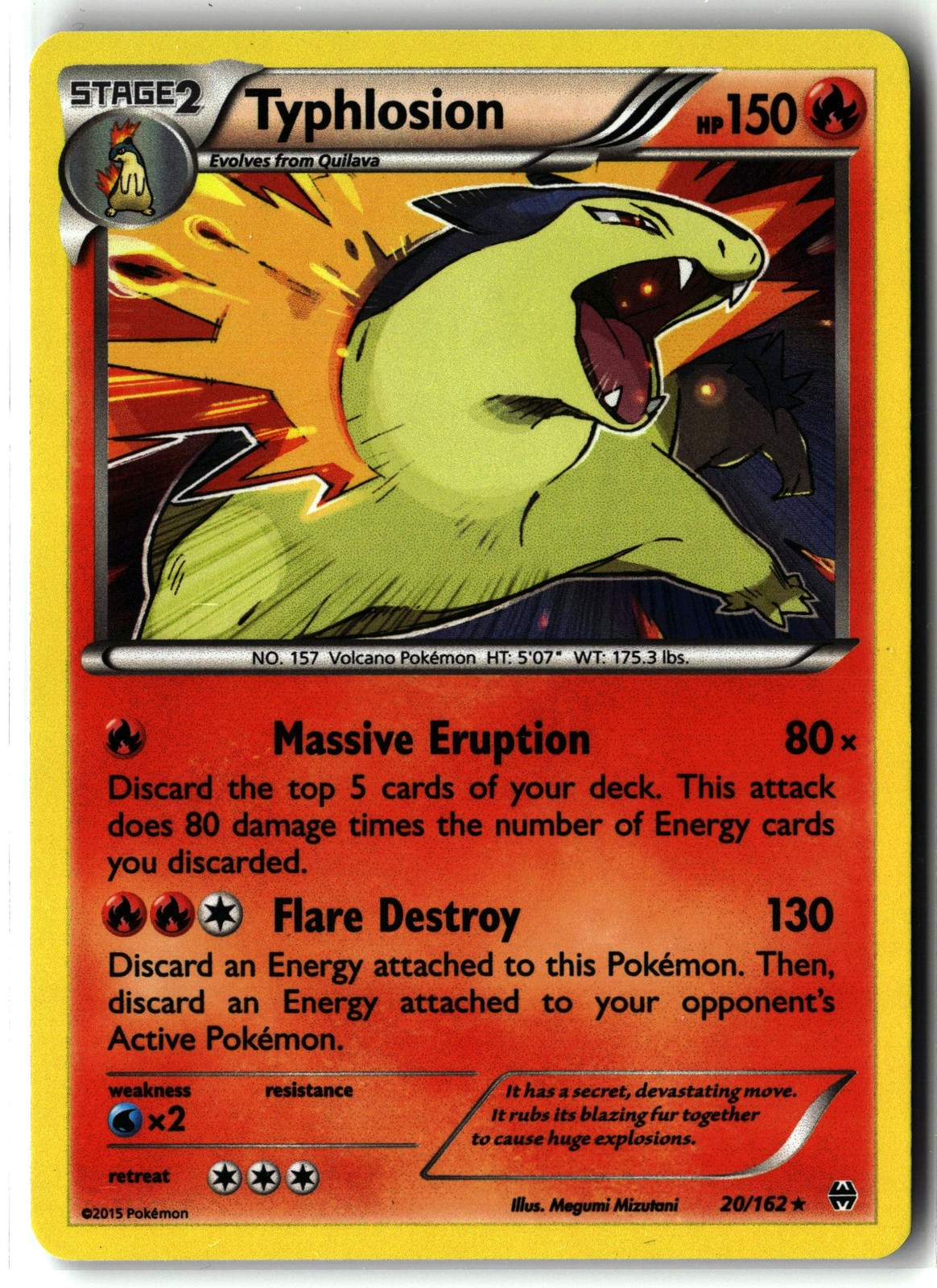 Typhlosion ⭐️ 20/162 Holo Rare BREAKthrough 2015 Pokemon NM/LP