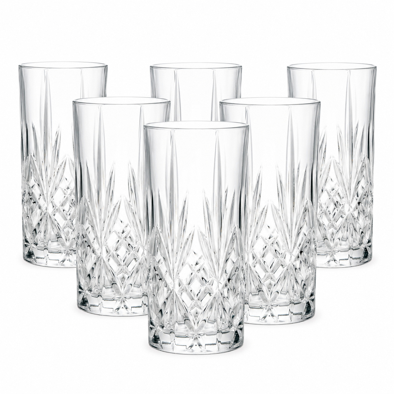 Crystal Melodia Highball Glasses - 360ml - Pack of 6, New