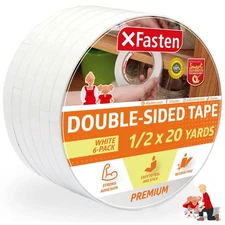 Double Sided Tape, Removable, 1/2-Inch by 20-Yards, Pack of 6 Ideal as a Gift...