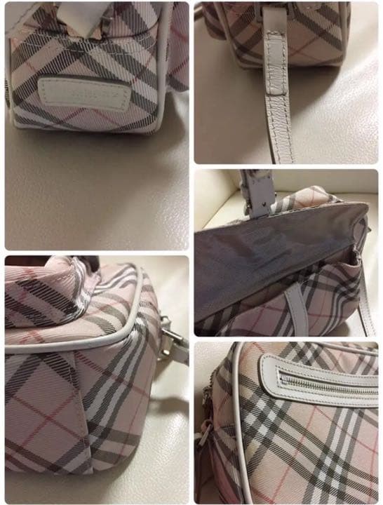 Burberry Blue Label Shoulder Bag Pink Canvas Leather Piping Horse Logo Bag New thumbnail 20