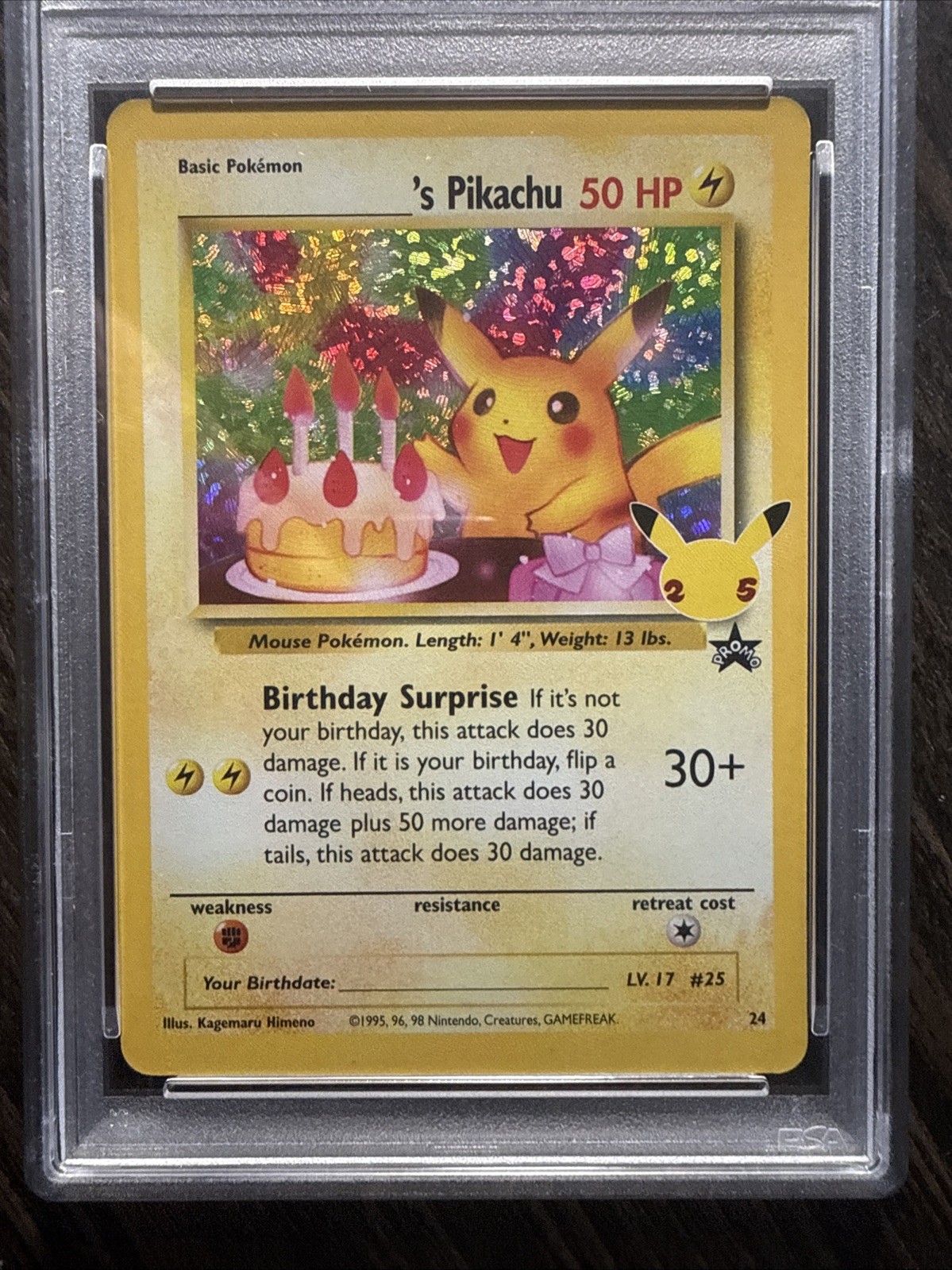 Pokemon 2021 Birthday Pikachu 24 Holo Classic Collection Celebrations PSA 10 view 2