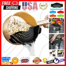 Clip On Strainer Silicone for All Pots and Pans, Pasta Strainer Clip on Food ...