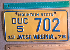 License Plate, West Virginia, 1976, Dealer Used Cars, DUC 5  702