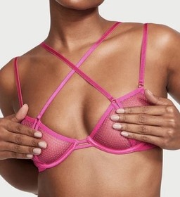 Victoria&rsquo;s Secret Very Sexy Pink Fishnet Lingerie Bra And Panty Set Size Medium