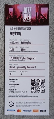 Katy Perry JAZZ OPEN 08.07.2026 Stuttgart Schlossplatz Fan Sammlerticket
