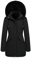 MOERDENG Womens Long Winter Down Coat Thicken Fleece Lined Parka Warm Puffer ...
