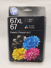 Genuine HP 67XL Black 67 Tri-Color Ink Cartridges 2-Pack NEW Exp Jul 2027