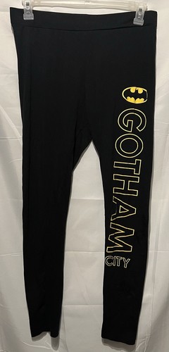 H&M Divided Batman Black Leggings Stretch Pants Women’s Size Large Logo Nice