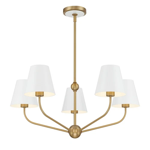 Crystorama Xavier 5 Light Chandelier, Vibrant Gold/White/White - XAV-B9315-VG-WH - Picture 1 of 1